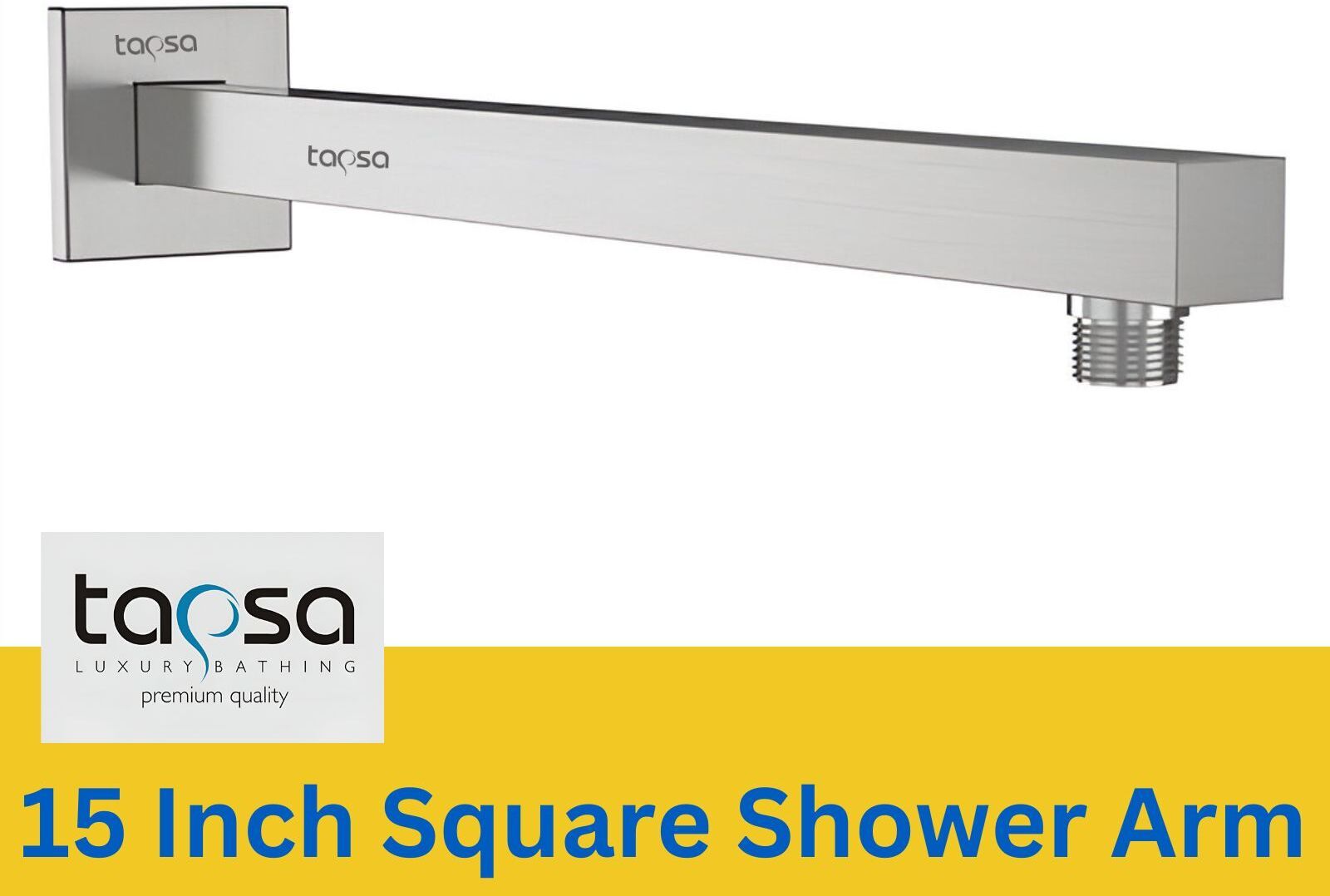 Premium Quality Stainless Steel 15 Inch Square Arm/Shower Rod For Shower (Set-1) Fixed Mount