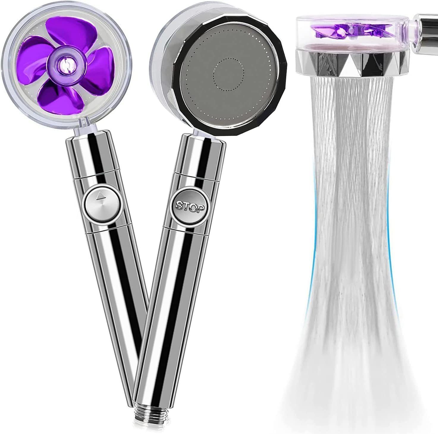 - 360 TURBO Fan ABS PURPLE High Pressure Hand Shower for Bathroom Handheld-image-1