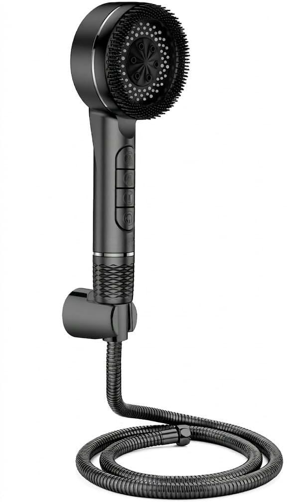 ABS High Pressure 4 Function HS-31 Black Hand Shower Set | Shower Head With Handheld-image-8