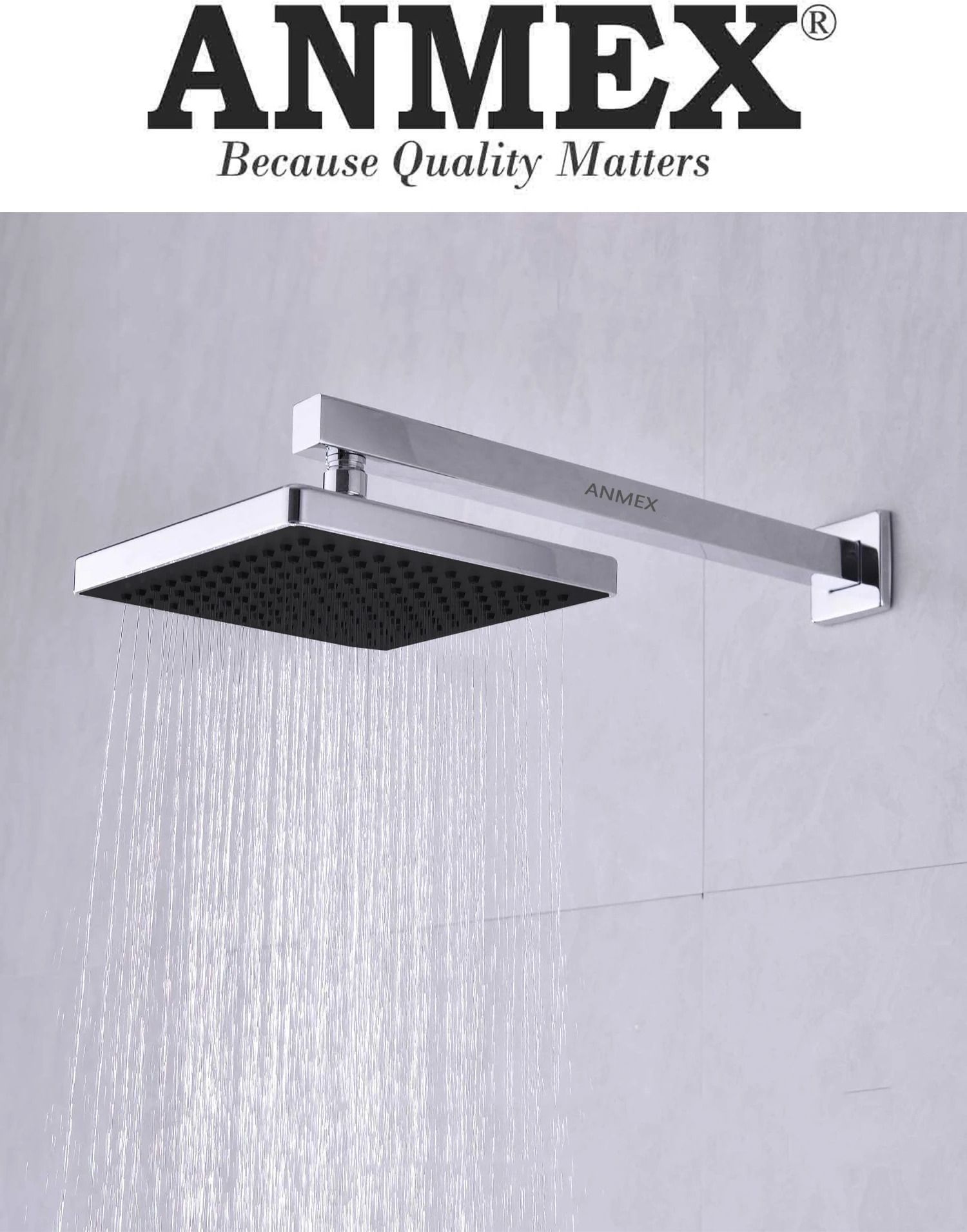 8"(8x8) American Design Square Premium ABS RainShower(Heavy Duty)with 24inch Arm Fixed Mount-image-46