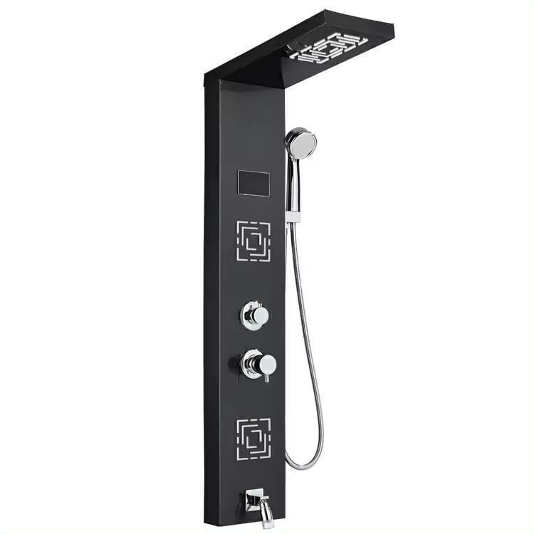 Prossimagen Luxurious 5-in-1 Shower Panel with Rainfall Shower, Body Massage Spray, Handheld Shower, and Wall Mount - Easy Connect Shower Panel Kit with LED Display Temperature - Matte Black Finish.-image-21