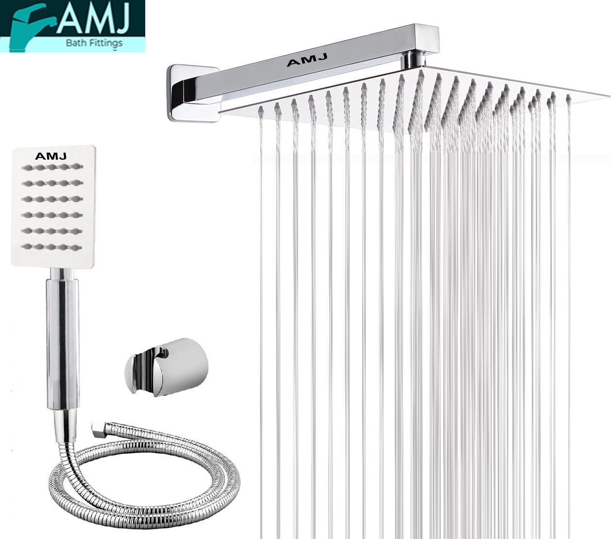 AMJ HandShower (SS),SS304 1.5mtr Tube And Hook 6X6+18Inch Arm+HandShower Set)-picture-33