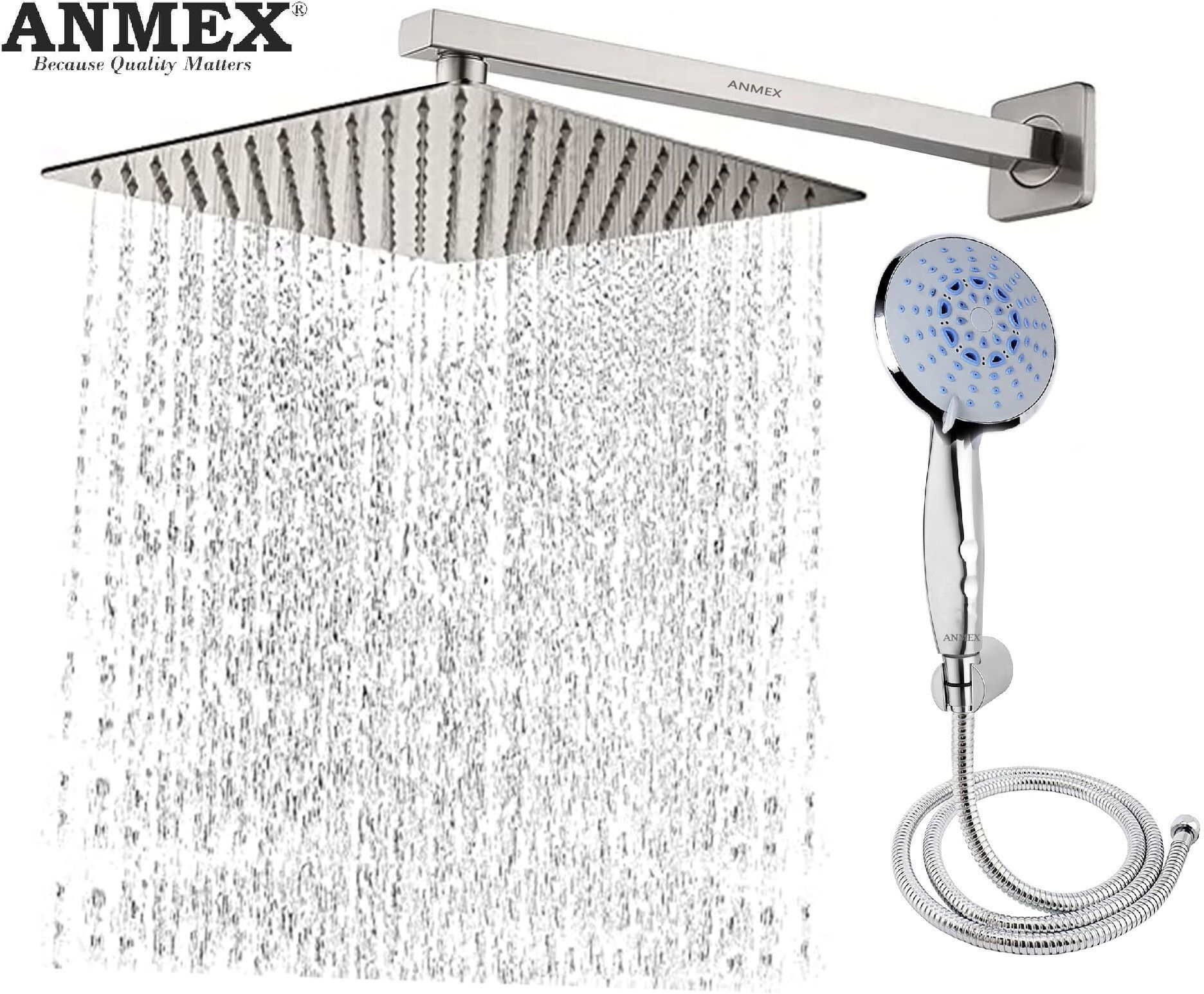 ANMEX HandShower (ABS),SS304 1.5mtr Tube And Hook 12X12+24Inch Arm+HandShower Set)-picture-22