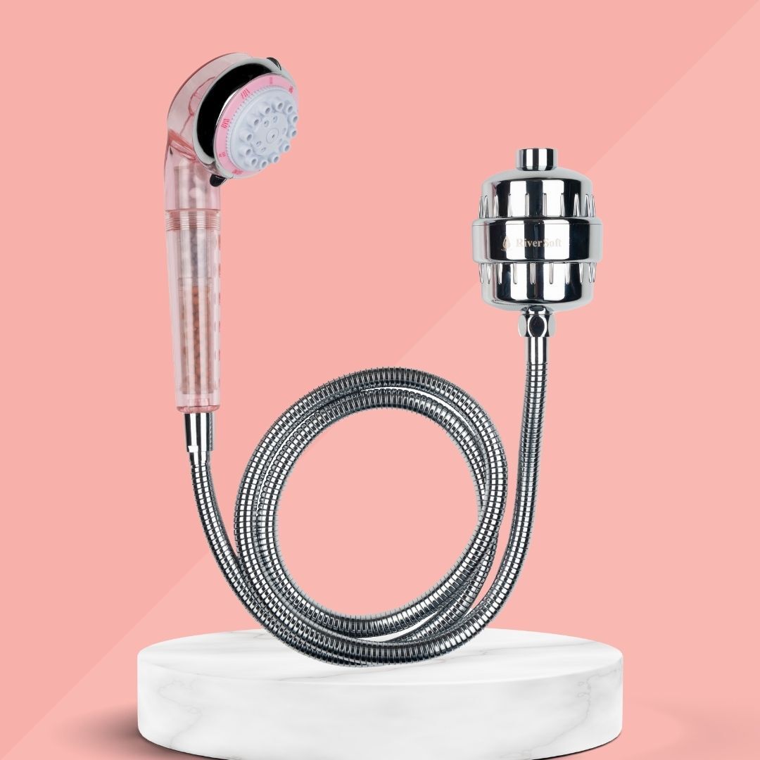 RiverSoft Handheld Shower with SF-15 Pro shower filter with 15 stage Shower system [Easy to disassemble] A new generation of filter showers, the shower head is detachable, easy to clean and not easy to block., [Negative Energy Ball and Stone Bead Filter] All natural bioactive stone beads purify the water. The yellow mineral stone beads can effectively balance the heavy metal content in the water, soften and purify the shower water, and maintain the water pH balance. Energy Balls and Mineral Stones effectively remove sweat, improve hair loss, dry scalp, remove itching and dandruff, make your skin and hair smoother and softer, and enjoy a relaxing spa experience in your own bathroom.-image-21