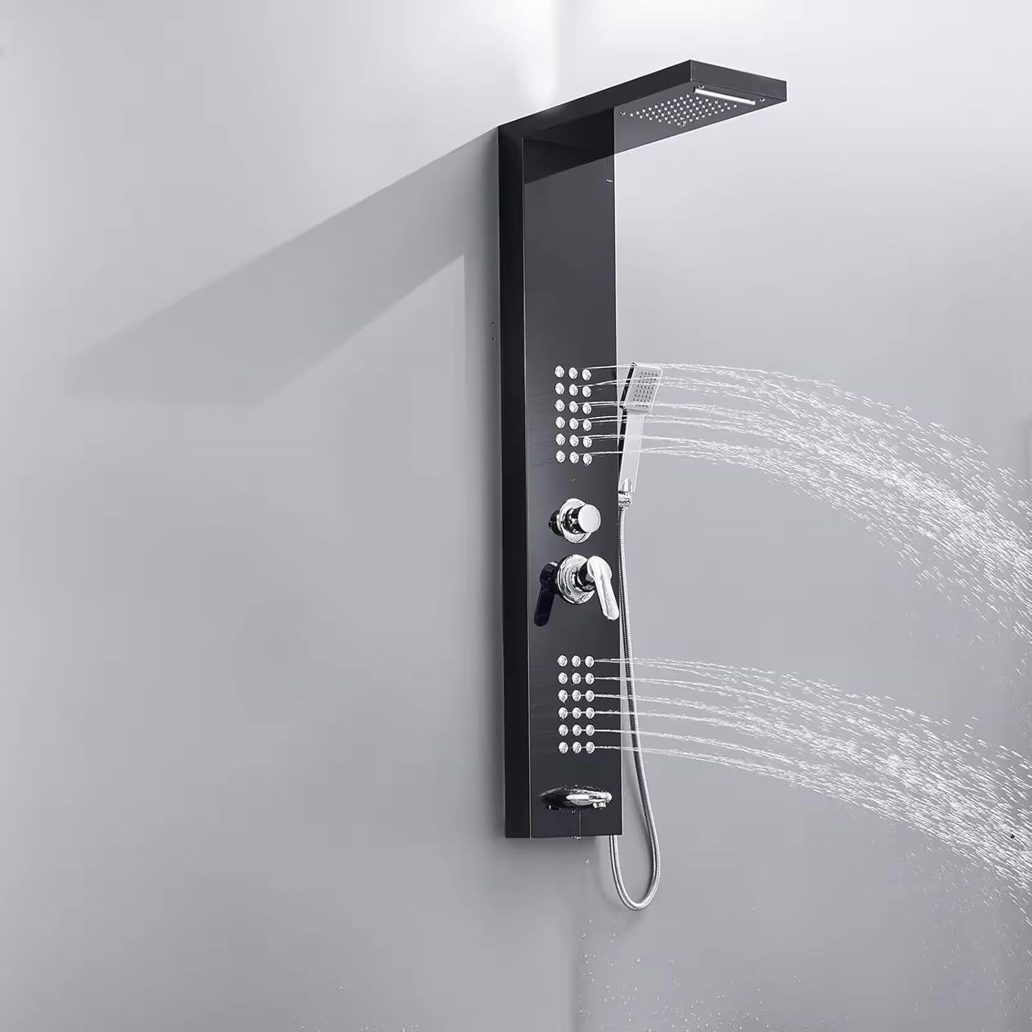 AGOEN Shower Panel Tower System 5-in-1 | Luxury Bathroom Fittings Wall-Mount Easy Connect | Durable Stainless Steel Shower Panel-picture-13