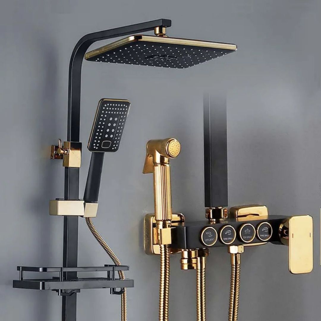 KD INDUSTRIES LUXURY GOLD SHOWER FULL SET | SHOWER PANEL | SHOWER HEAD | 3 MODES HAND SHOWER | BIDET SPRAY GUN (BLACK WITH GOLD FINISH) (ANTI-STAIN) (HIGHLY DURABLE)-image-17
