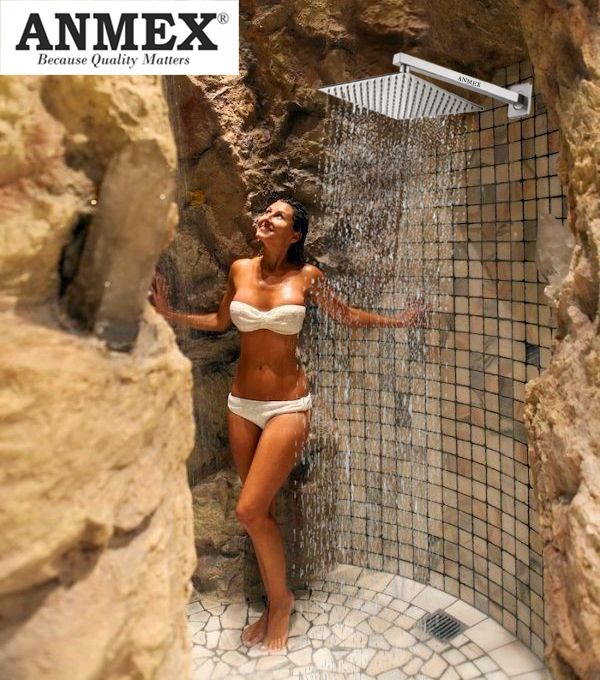 ANMEX Heavy SS304 HighPressure ShowerHead & BRASS Nut Shower Arm (12X12+24INCH ARM)-image-11