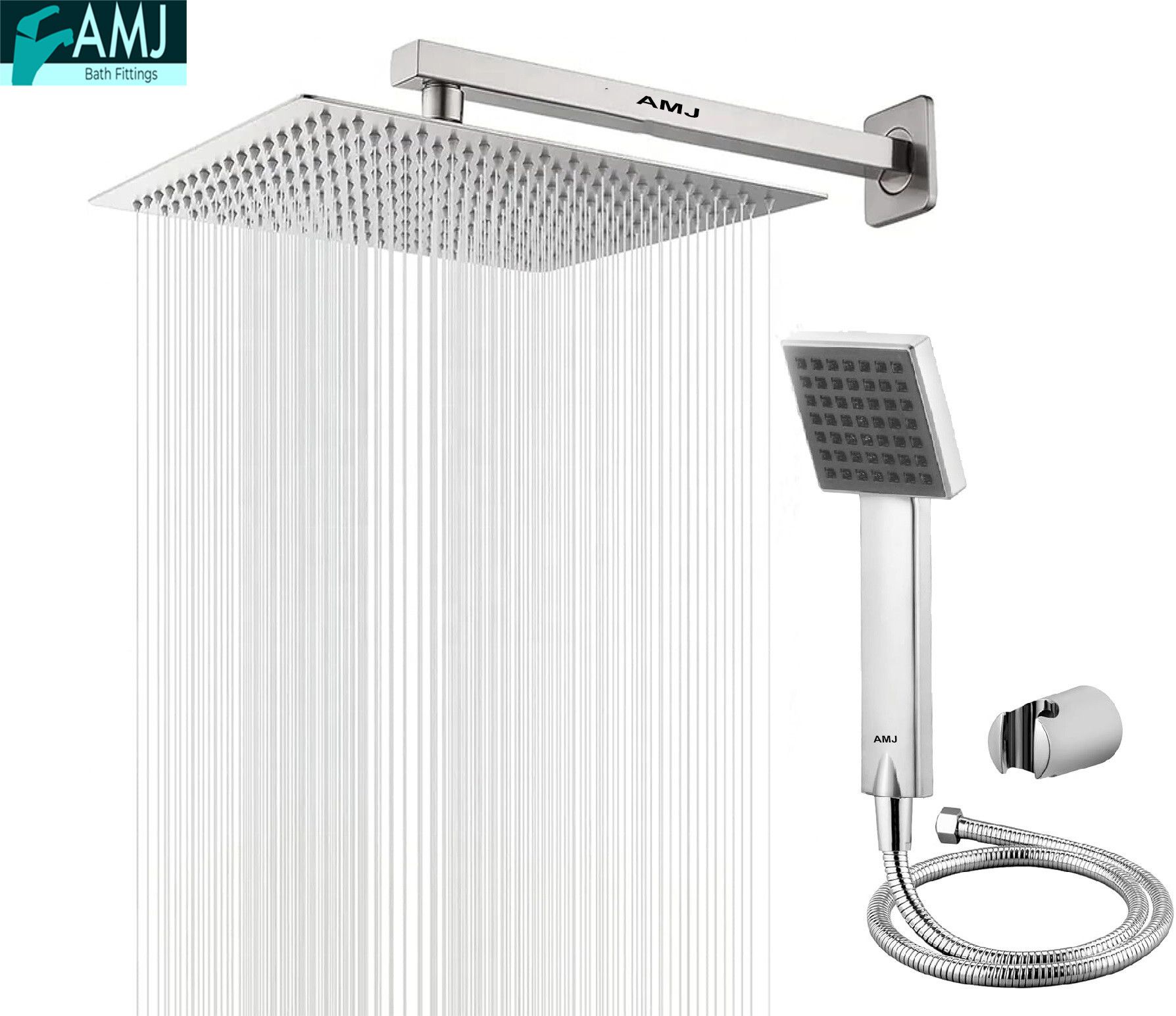AMJ HandShower (ABS),SS304 1.5mtr Tube And Hook 8X8+15Inch Arm+HandShower Set)-image-27