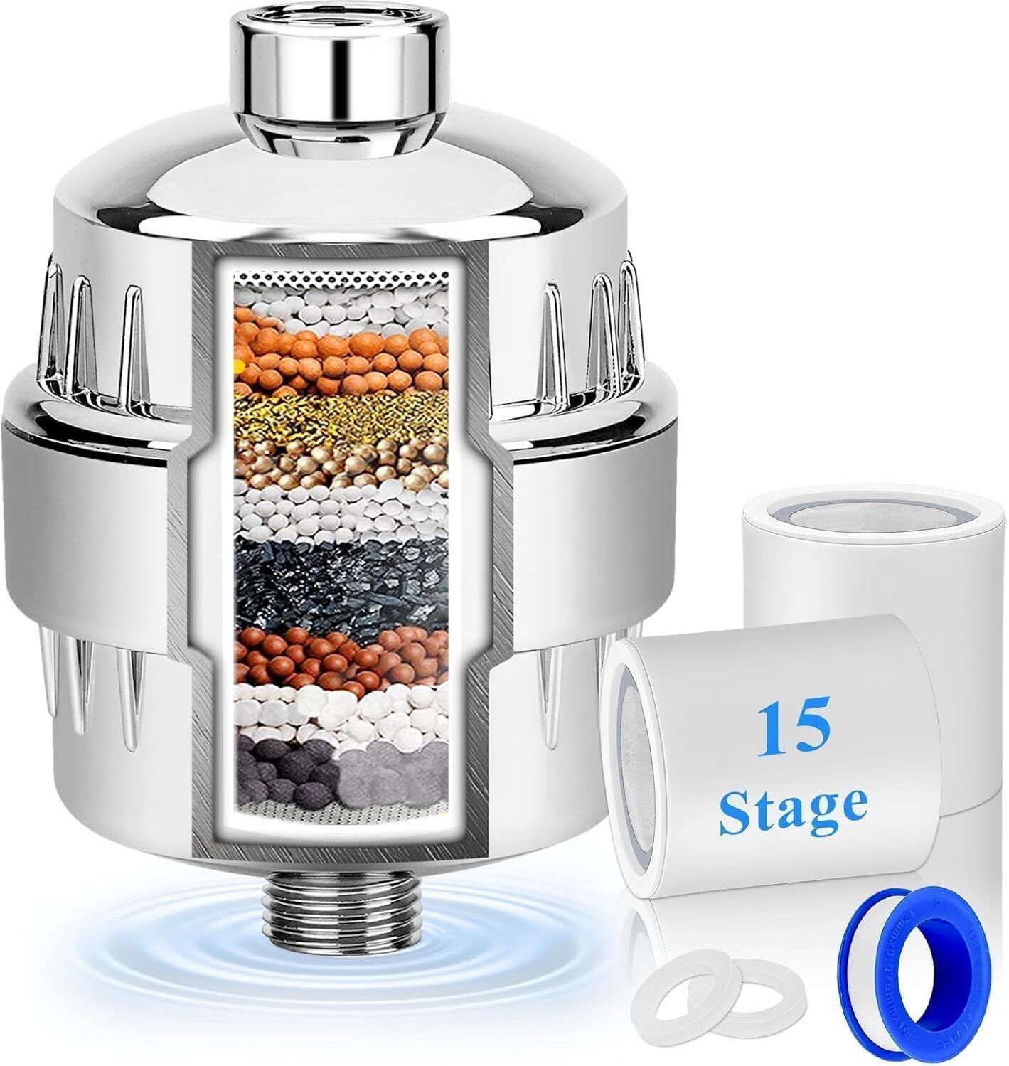 helu international Filtered Shower Head Hard Water Softener Tap Mount Water Filter-picture-47