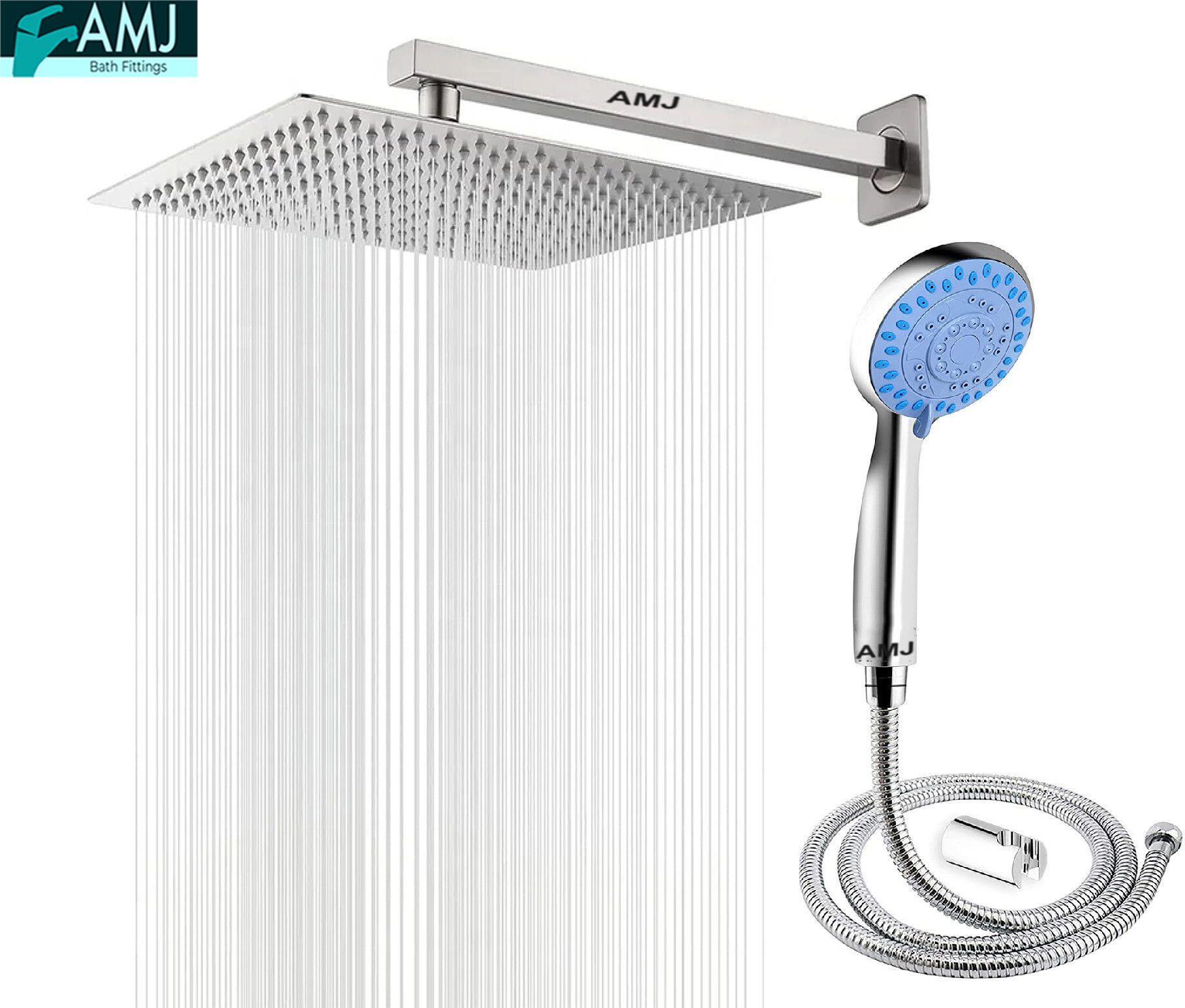 AMJ HandShower (ABS),SS304 1.5mtr Tube And Hook 8X8+15Inch Arm+HandShower Set)-image-23