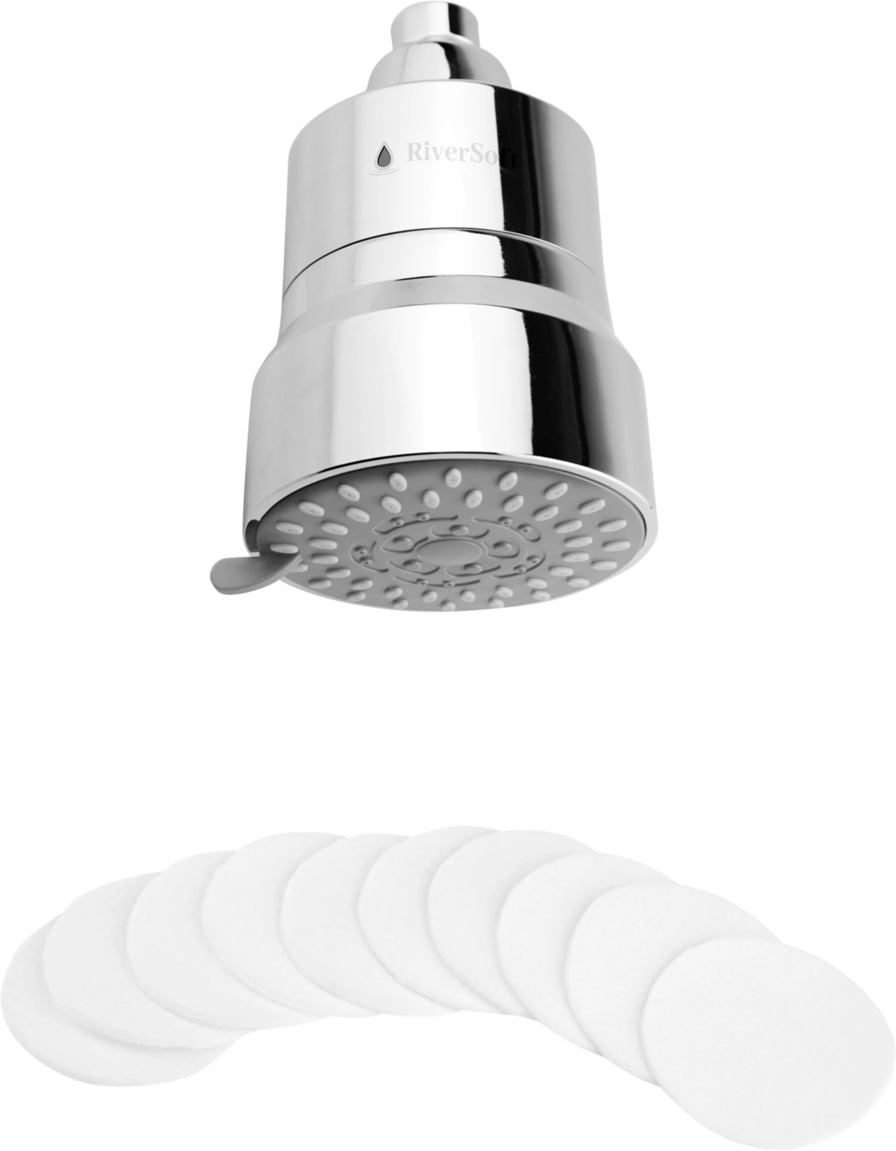 RiverSoft DIVA-03 Showerhead Filter with Sediment Pads| 3 Mode Spray Setting Hard Water Filter| Water Softener for Bathroom| Water saving mist mode Rain, Massage, Rain & Massage image 1