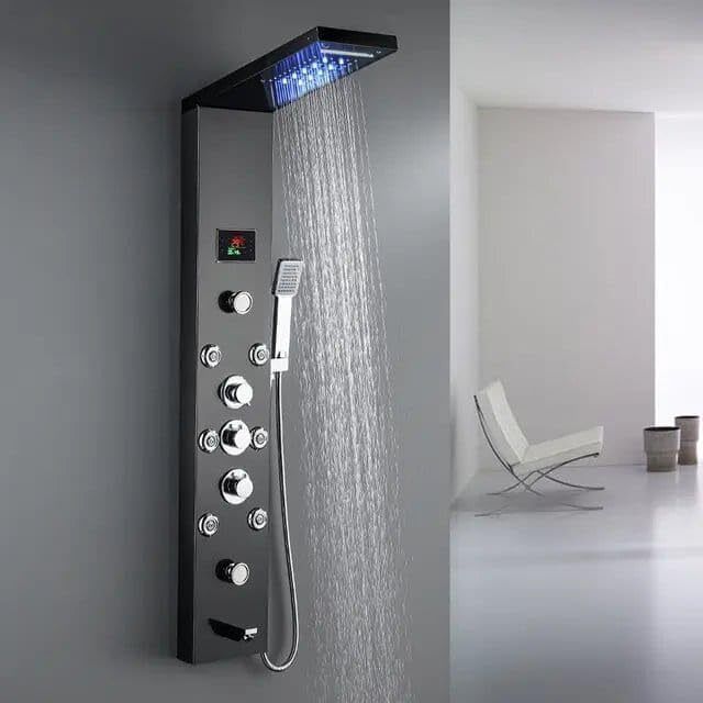 MMTC Arcane Luxury LED Shower Panel System with 8 Body Jets | Waterfall + Overhead Shower Glossy-image-6