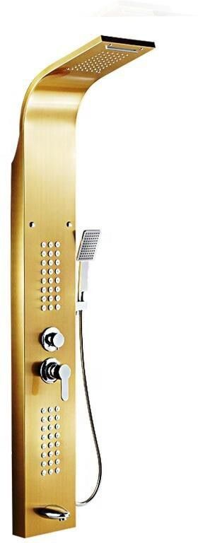 BHM Golden Copper Shower Set Wall Mounted Hot and Cold Rain Shower Panel Rain fall, Water fall, Hand Shower, Body Jet Shower-picture-24