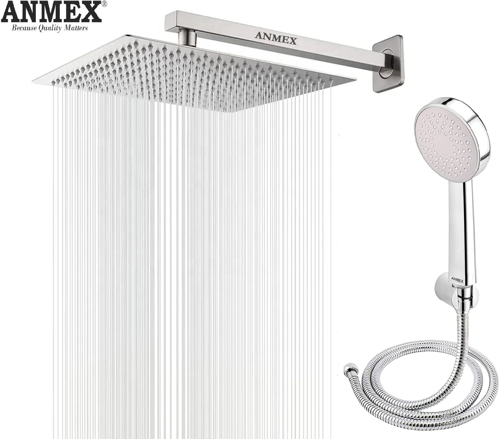 ANMEX HandShower (ABS),SS304 1.5mtr Tube And Hook 8X8+15Inch Arm+HandShower Set)-picture-38