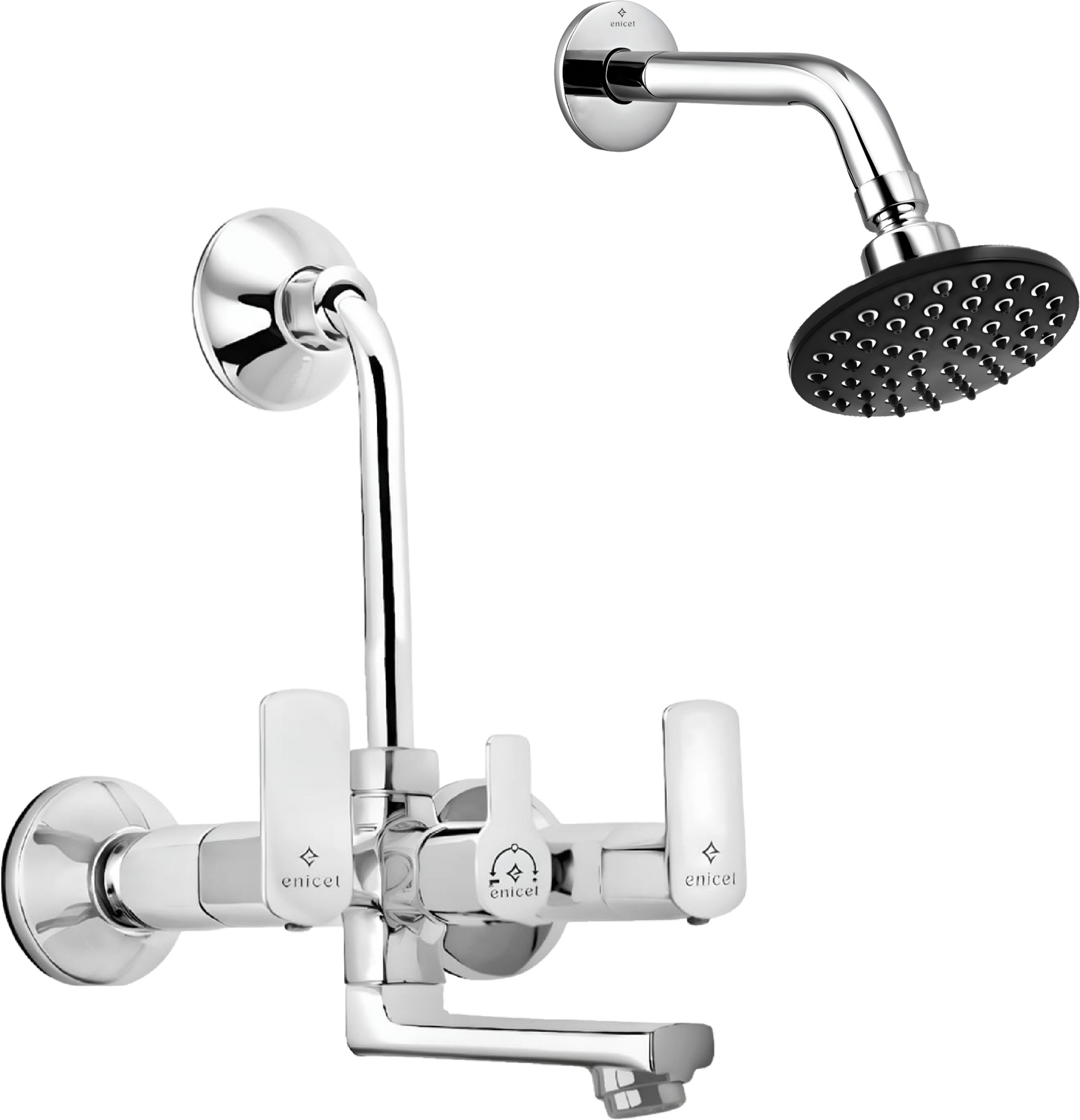 ENICET Brass Wallmixer with overhead shower rain flow image 1