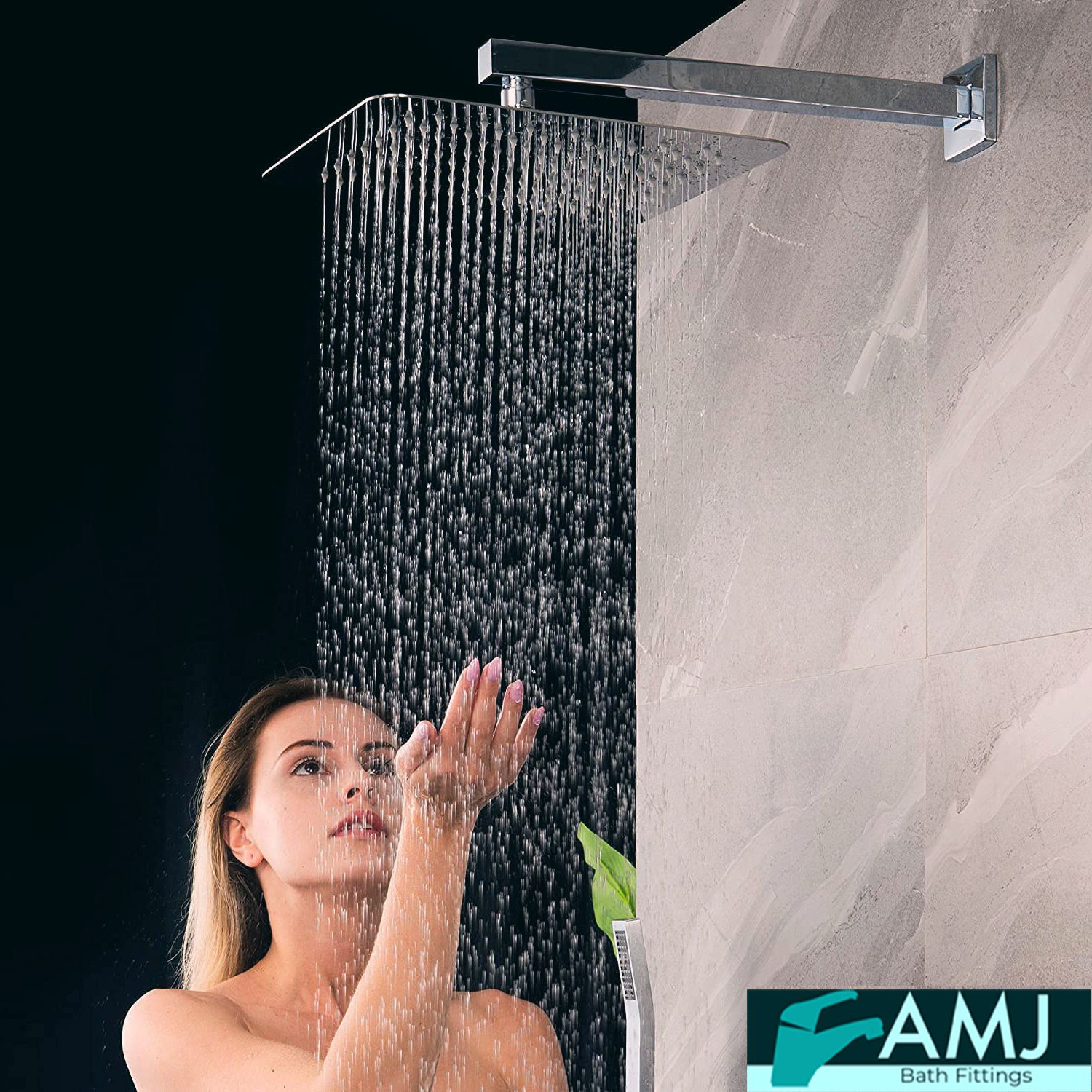 AMJ SS304 UltraSlim HighPressure Rainfall Shower & Shower Fit Arm (8X8+24INCH ARM)-image-45