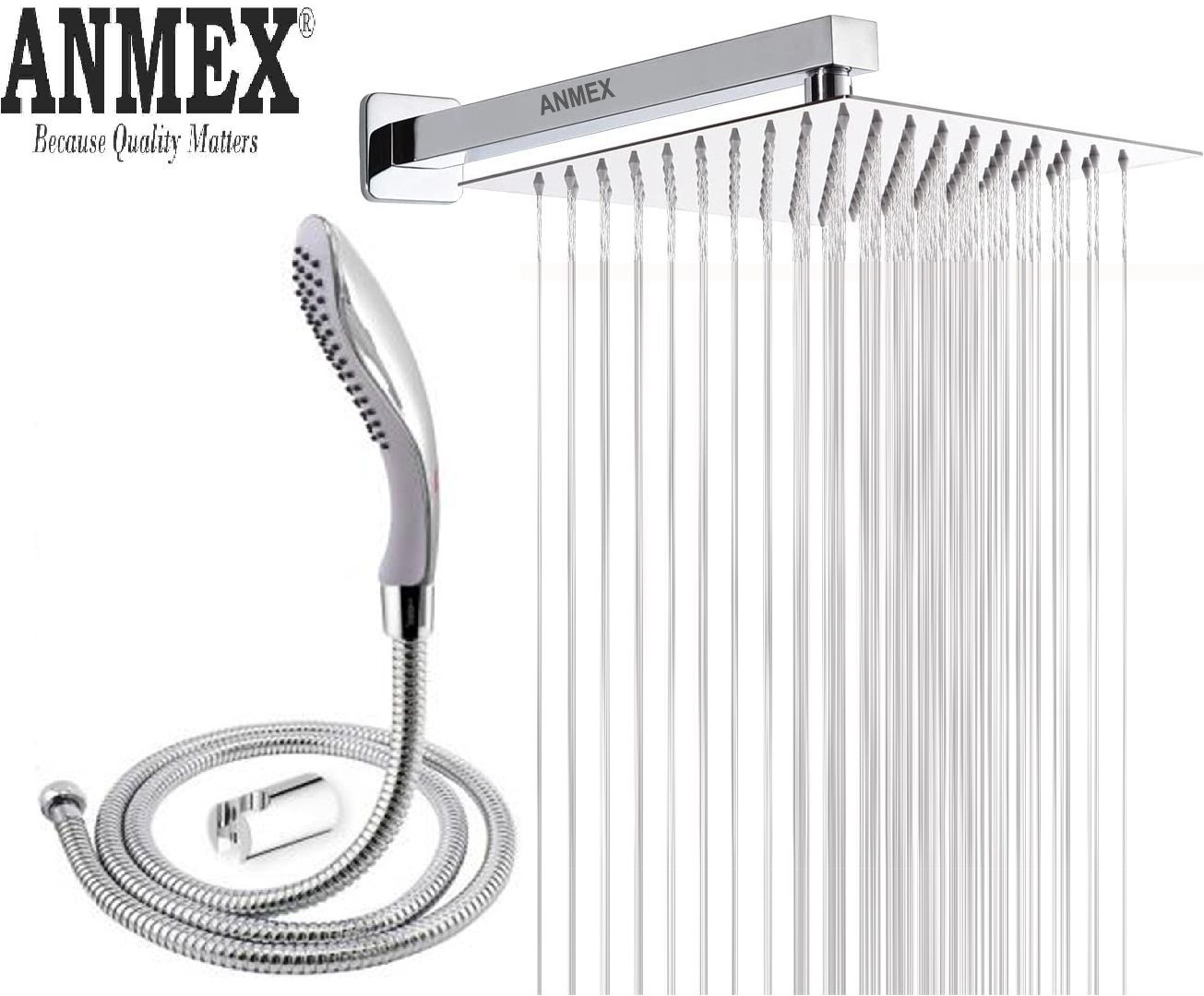 ANMEX HandShower (ABS),SS304 1.5mtr Tube And Hook 6X6+18Inch Arm+HandShower Set)-picture-33