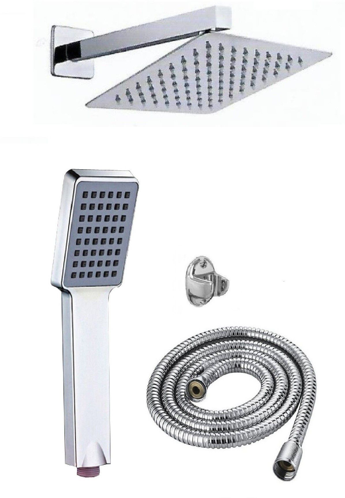 ANMEX 6X6 (6inch) Ultra Slim Rain Shower Head with 12inch Arm Plus High Pressure Rain Spray Hand Shower with 1.5mtr SS Shower Tube and Wall Hook-image-42