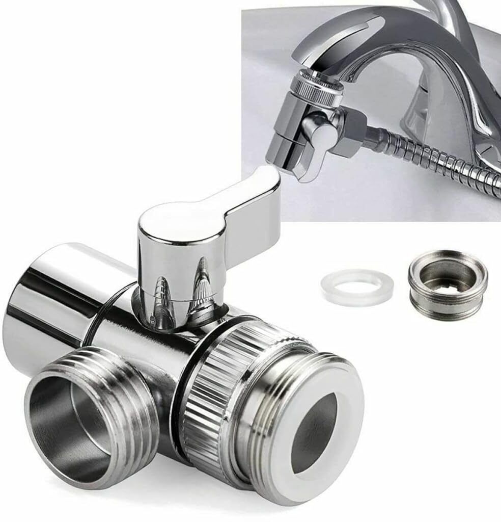 ELEPHANTBOAT 3 Way Faucet Diverter Brass with Switch Universal Faucet Diverter Faucet Adapter Home Improvement Tools Bathroom Fittings & Sanitary