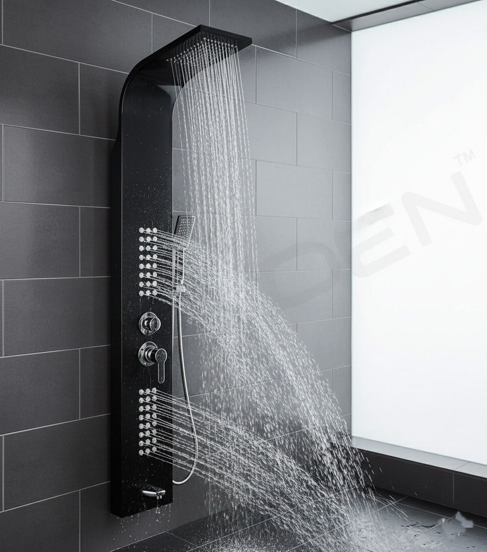Sacroz Sacroz Wall Mounted Luxury Shower Panel with Mixer, Jets & Handheld Shower Wall Mounted Luxury Shower Panel with Mixer, Rainfall & Waterfall Overhead Shower | Multi-Mode Hand Shower Included-picture-35