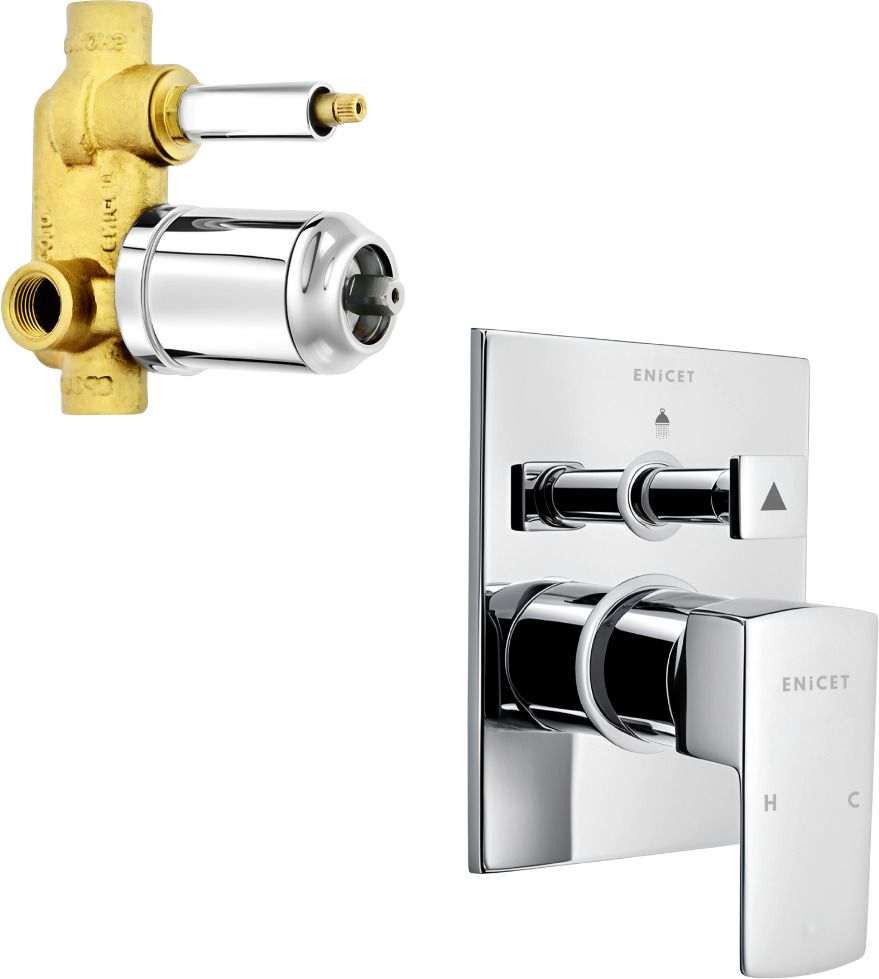 ENICET Single Lever Diverter with Hot & Cold Mixer, Brass Body, Diverter for bathroom, High Flow Single Lever Diverter with Exposed Parts Kit rain flow-image-25