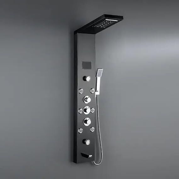 Prossimagen Shower Panel Rainfall Shower 8 Body Massage Spray Handheld Shower Wall Mount Easy Connect Shower Panel Kit Luxury Black Shower Panel 6 in One With LED Display Tower System-image-23