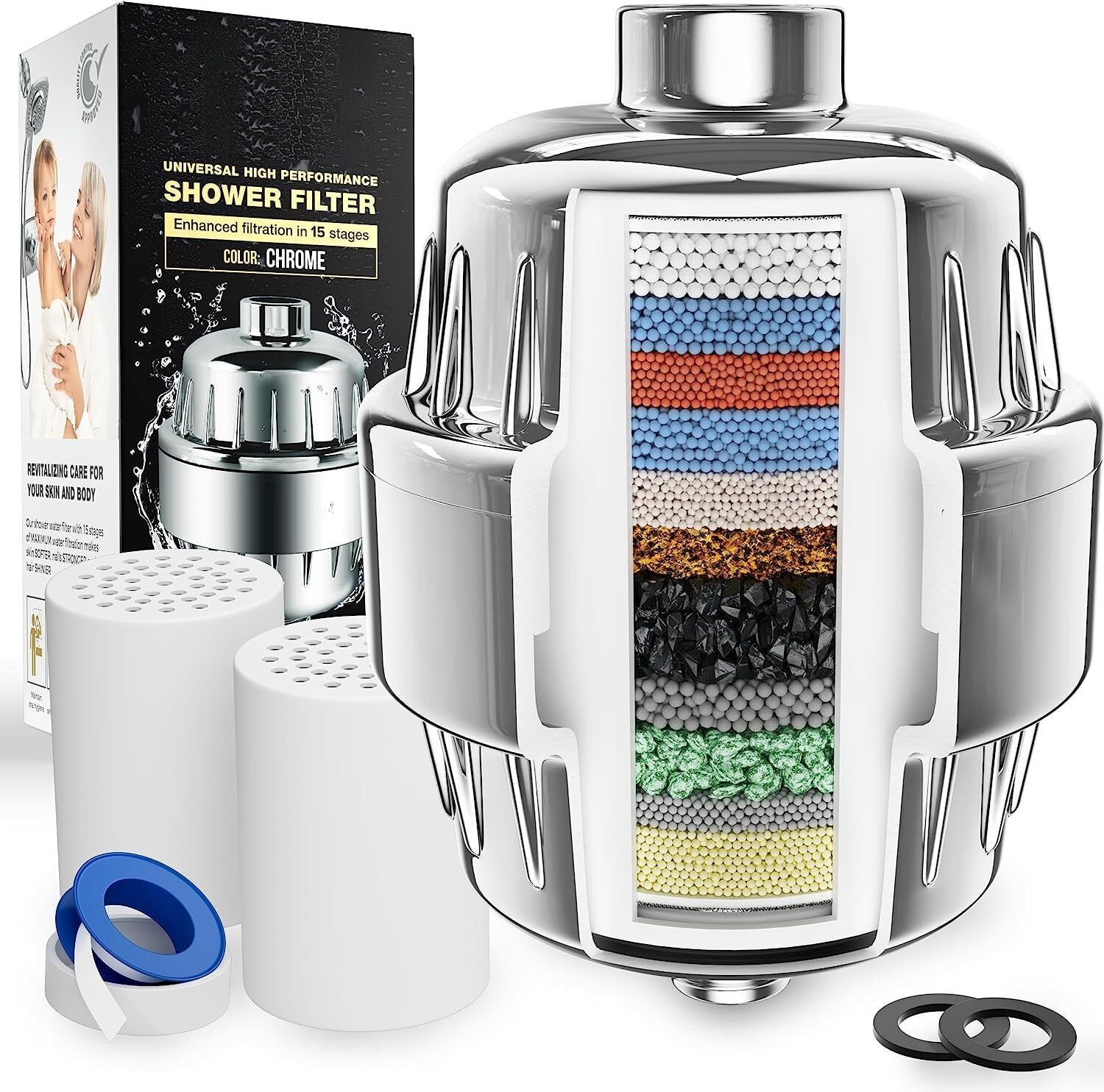 SUMMON 15 Stage Filtered Shower Head Water Softener Shower Head High Pressure Spray with Water Filtration & Softening-picture-41