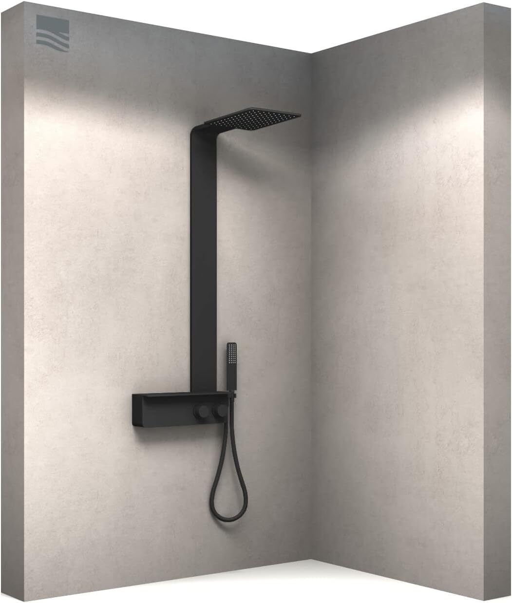 MMTC Arcane Stainless Steel 304 Overhead Waterfall Shower Panel with Brass Mixer Glossy-picture-31