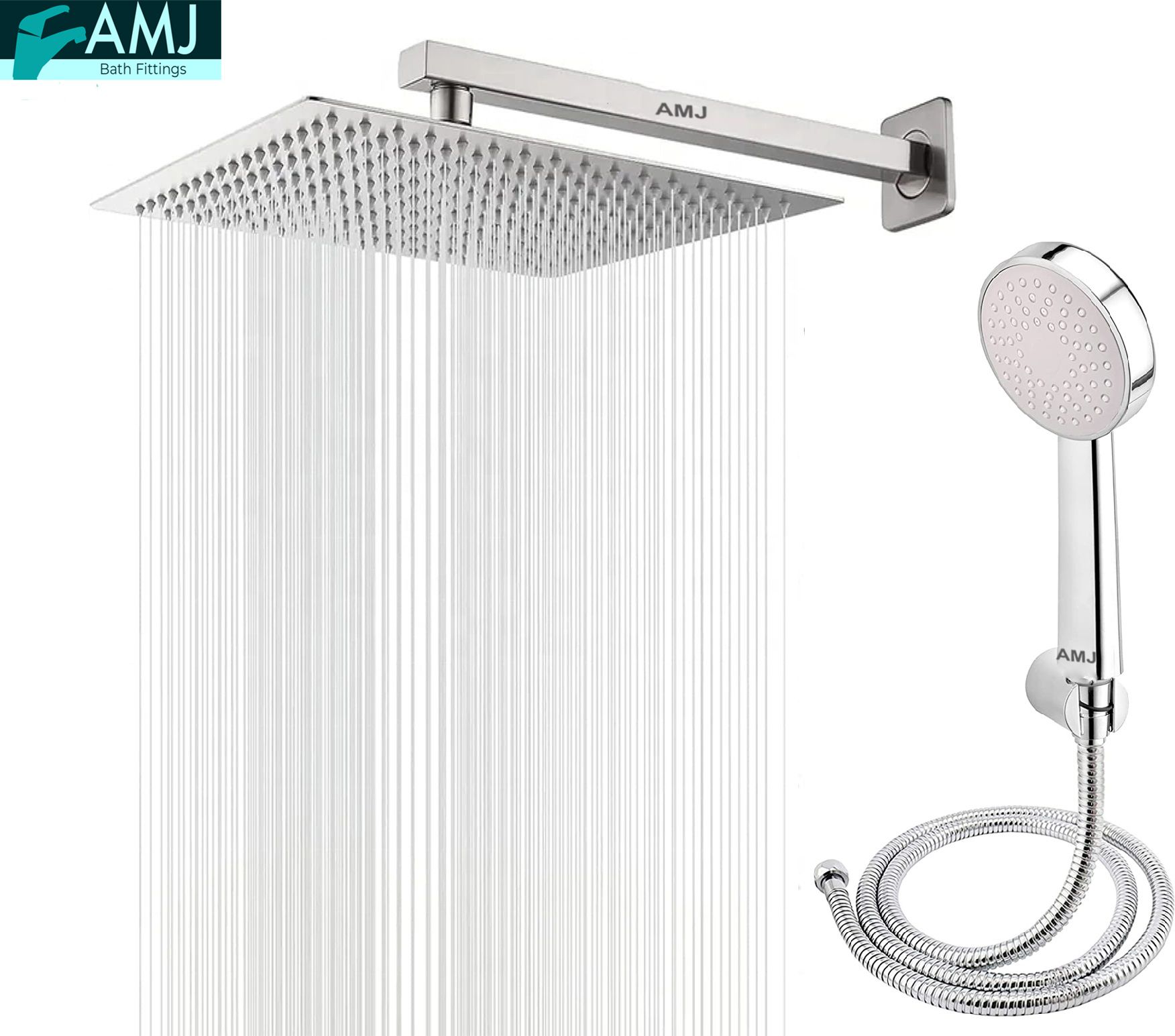 AMJ HandShower (ABS),SS304 1.5mtr Tube And Hook 8X8+15Inch Arm+HandShower Set)-image-26