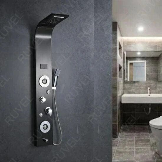 Lurexa Shower Panel - Sayflow with Hydropowered LED Light + Digital Display & 5 Water Functions With Top Rainfall Water Outlet, Waterfall Outlet-image-4