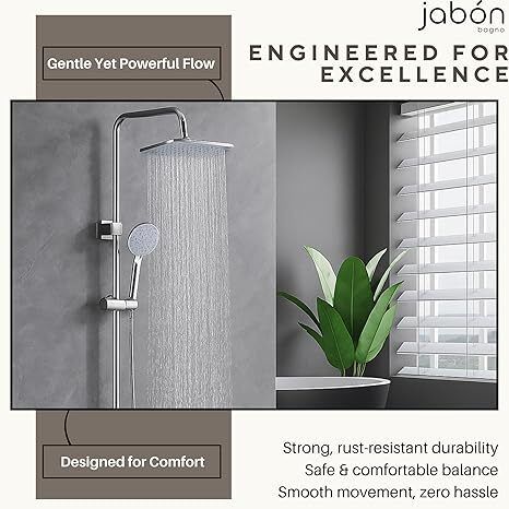 JABON BAGNO Shower Panel System with LED Temperature Display, Top Shower, Hand Shower Mixer-image-44
