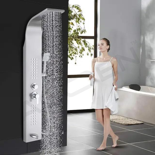 4VIEW Thermostatic 5-in-1 Shower Panel Tower Wall-Mounted Spa Shower System with Mixer, Body Jets & Handheld Spray Rainfall & Waterfall Overhead Shower | Multi-Mode Hand Shower Included-image-37