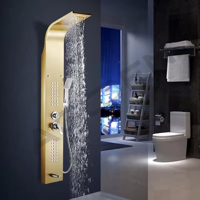 AGEON 5-in-1 Black Thermostatic Shower Panel with Rainfall, Jets & Display 5 In 1 Shower System-image-25