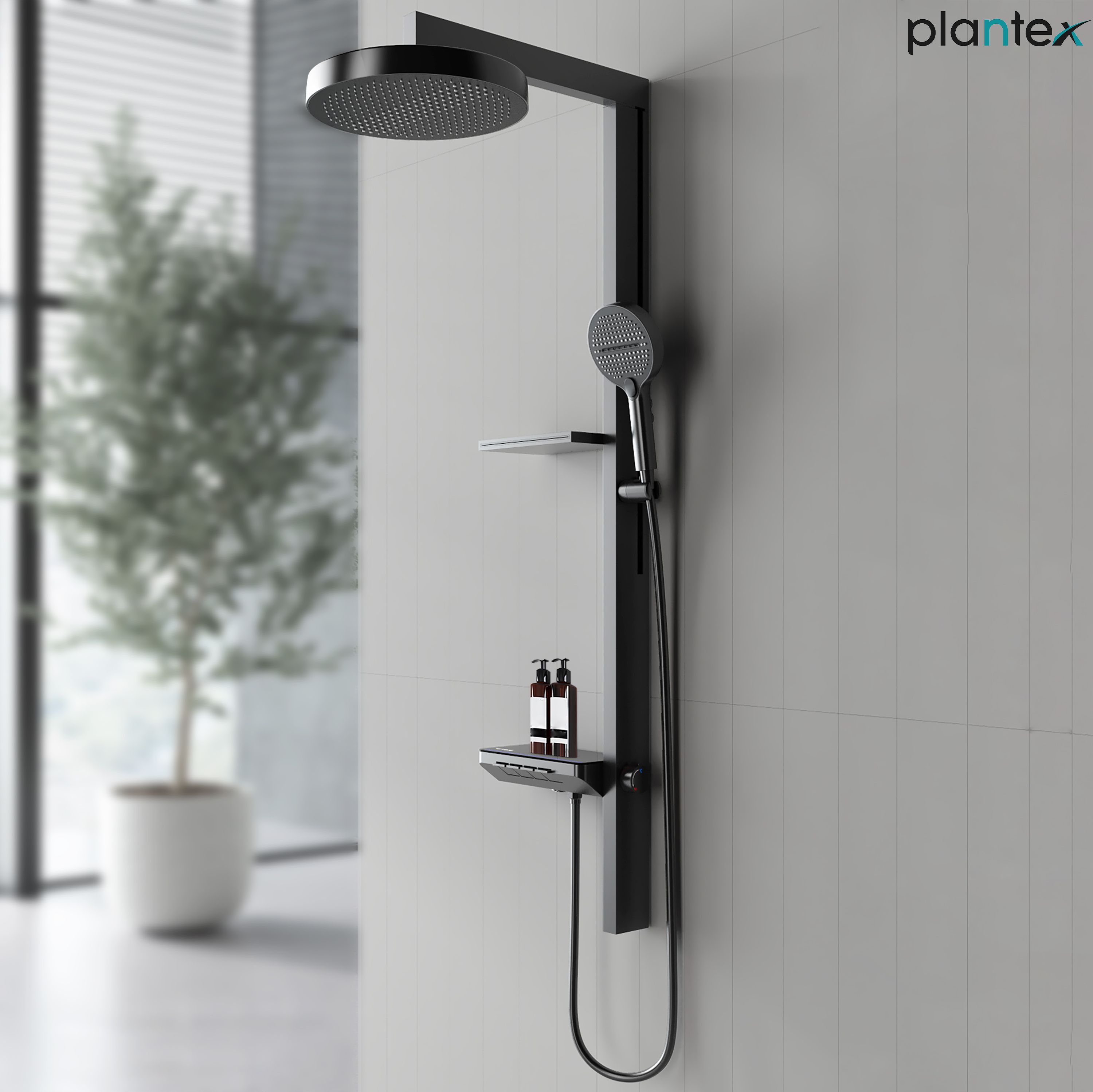 Plantex Shower Panel for Bathroom/Full Set of Shower Set with Piano Switches&LED Display Digital Shower System-image-17