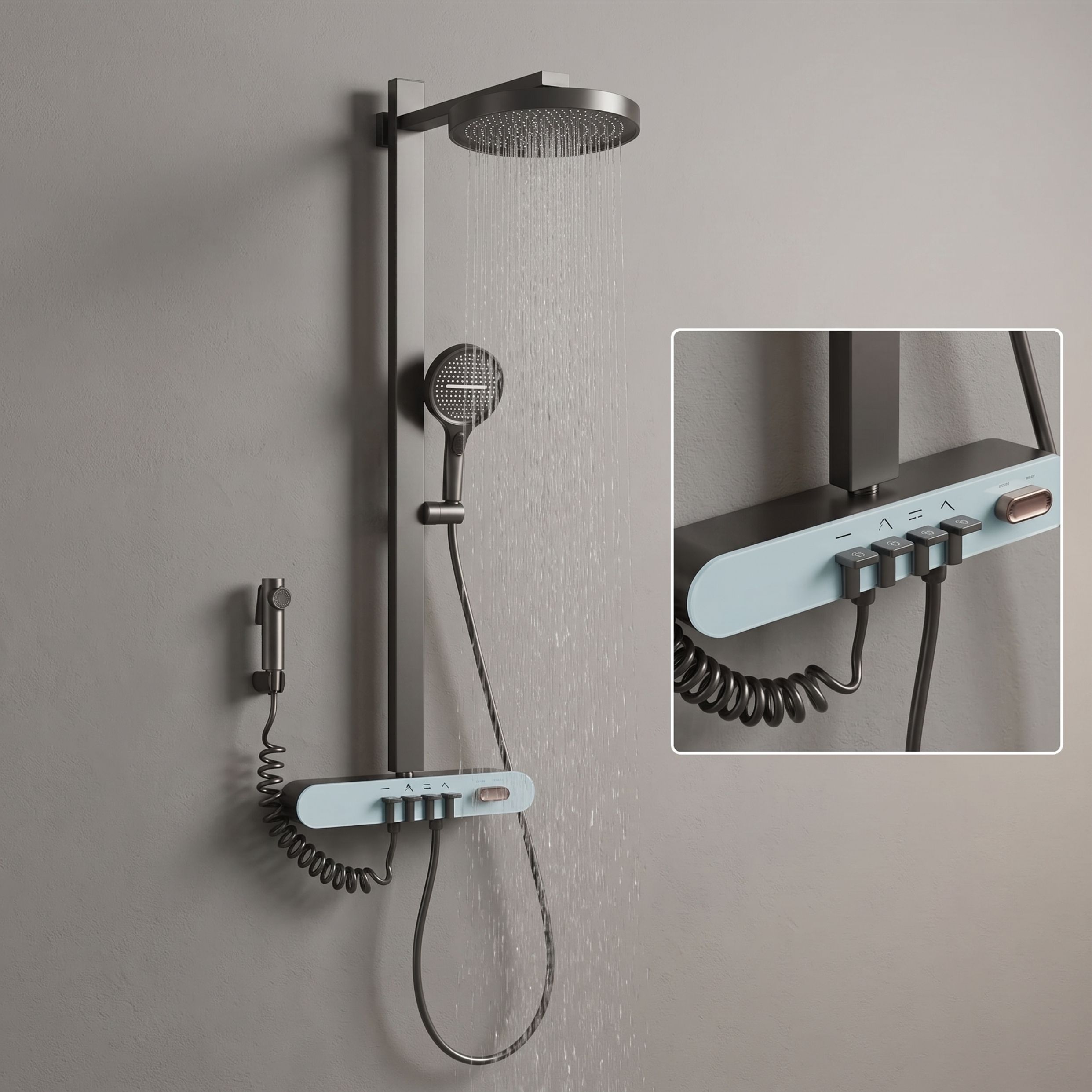 Fossa Alora 1-Year Warranty Rainfall Shower Panel Brass Construction Wall Mounted, Brass Construction, Digital Display Rainfall-picture-28