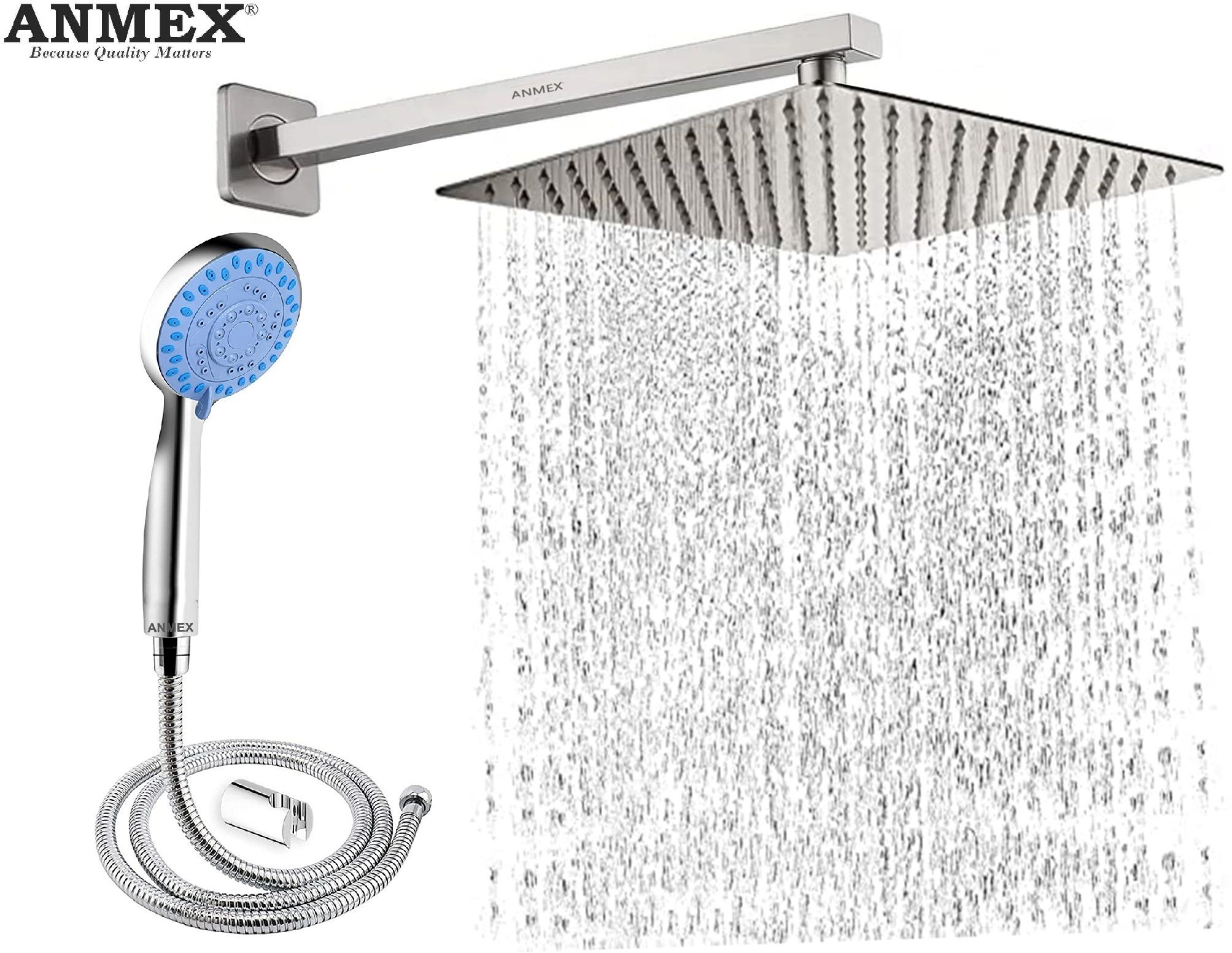 ANMEX HandShower (ABS),SS304 1.5mtr Tube And Hook 10X10+24Inch Arm+HandShower Set)-picture-36