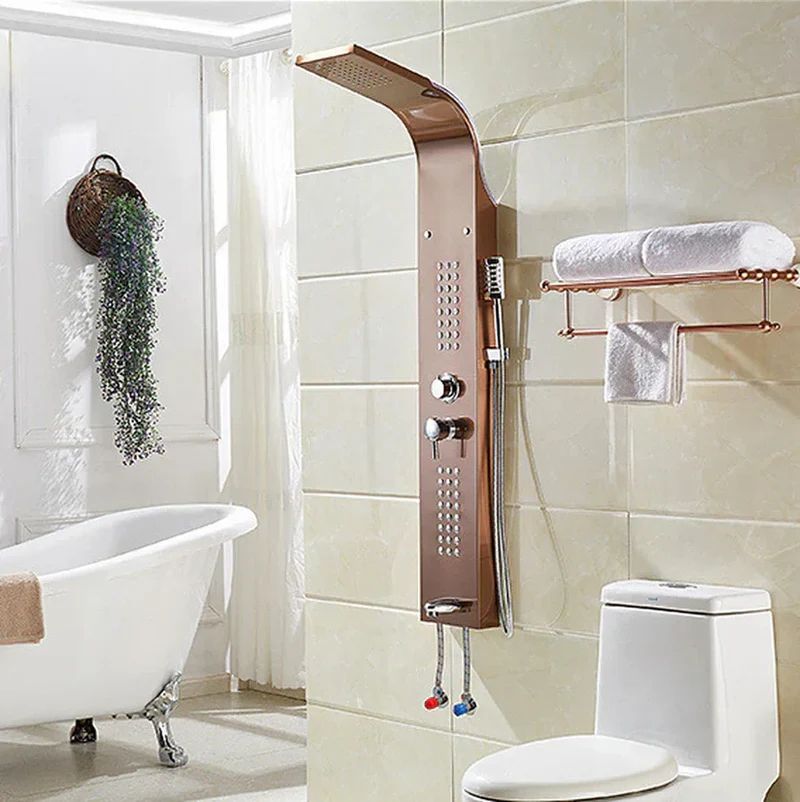 AGOEN Thermostatic 5-in-1 Shower Panel Tower System Wall Fixed Premium Shower Tower with Mixer Valve & Jet Sprays Rainfall & Waterfall Overhead Shower | Multi-Mode Hand Shower Included-picture-26