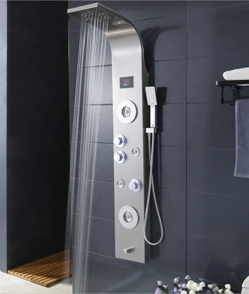 MMTC Arcane Luxury LED Overhead Waterfall Shower Panel System | 2 Big & 4 Small Body Jets Glossy-image-29