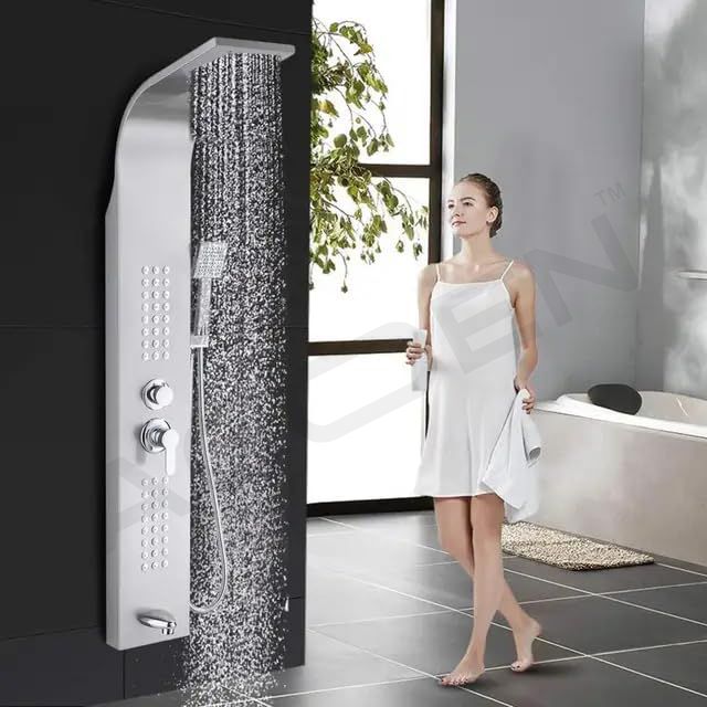 FOURVIEW Thermostatic 5-in-1 Shower Panel Tower Wall-Mounted Spa Shower System with Mixer, Body Jets & Handheld Spray Rainfall & Waterfall Overhead Shower | Multi-Mode Hand Shower Included-picture-34