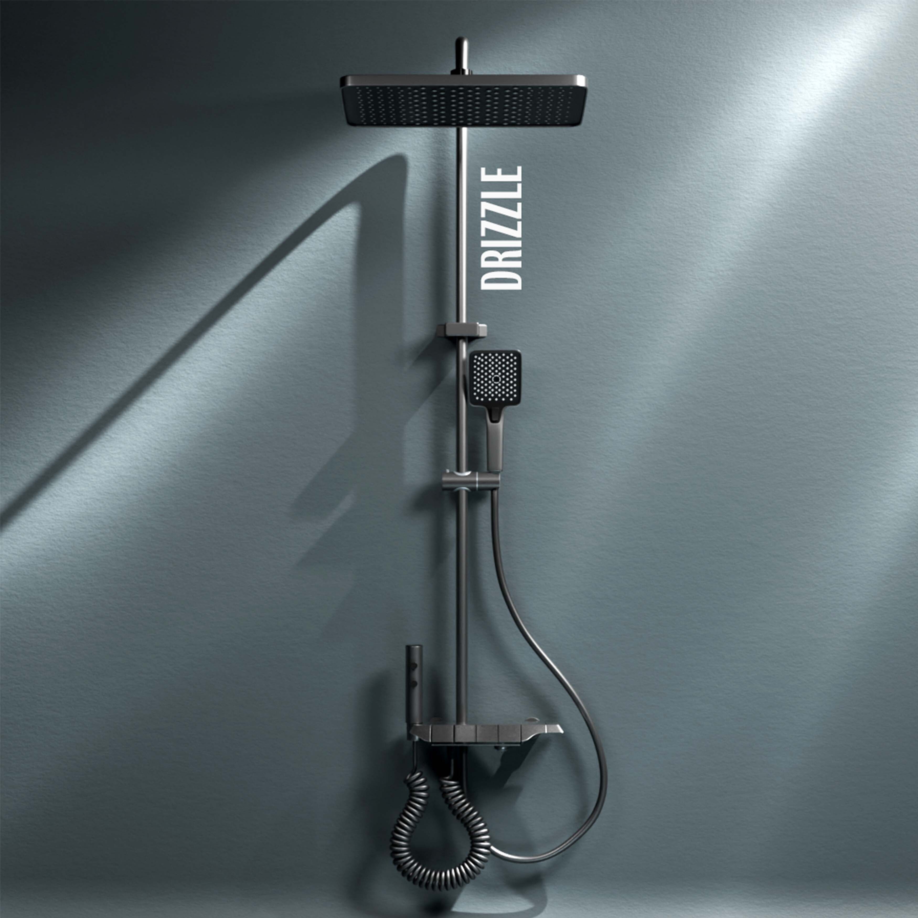 Ruhe Drizzle 4-in-1 Piano Overhead Shower Panel Includes Hand Shower & Health Faucet Shower Panel-image-35