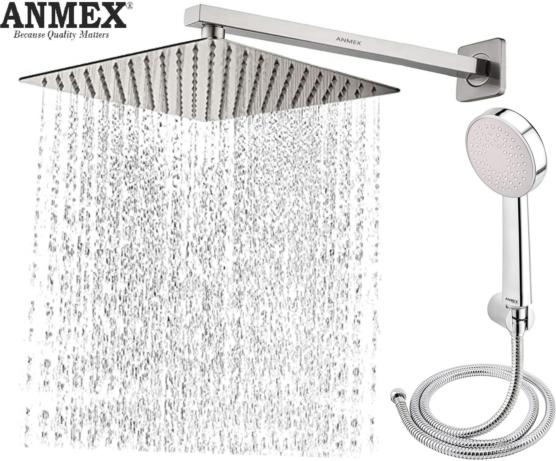ANMEX HandShower (ABS),SS304 1.5mtr Tube And Hook 12X12+24Inch Arm+HandShower Set)-picture-18