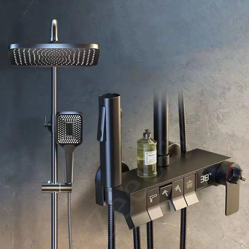 Prossimagen Rainfall Modular Shower Panel - Luxury Shower Set in Grey (Stainless Steel) Wall Mount Easy Connect 3-in-1 with Wall Mixer and Single Lever-picture-25