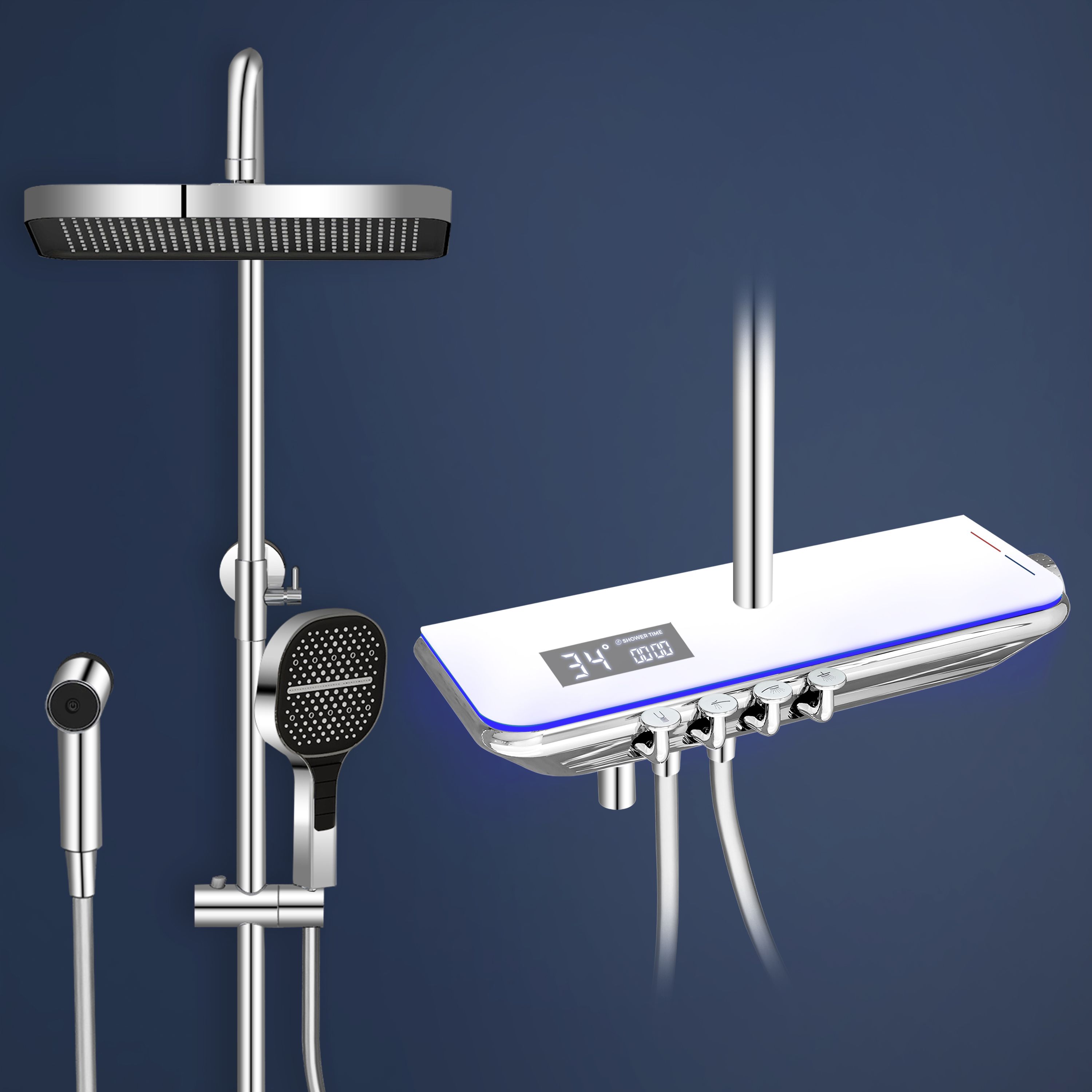 Plantex Solid Brass Thermostatic Shower System with Head Shower,Hand Shower & Spray Gun Shower Panel , Shower Set-picture-29
