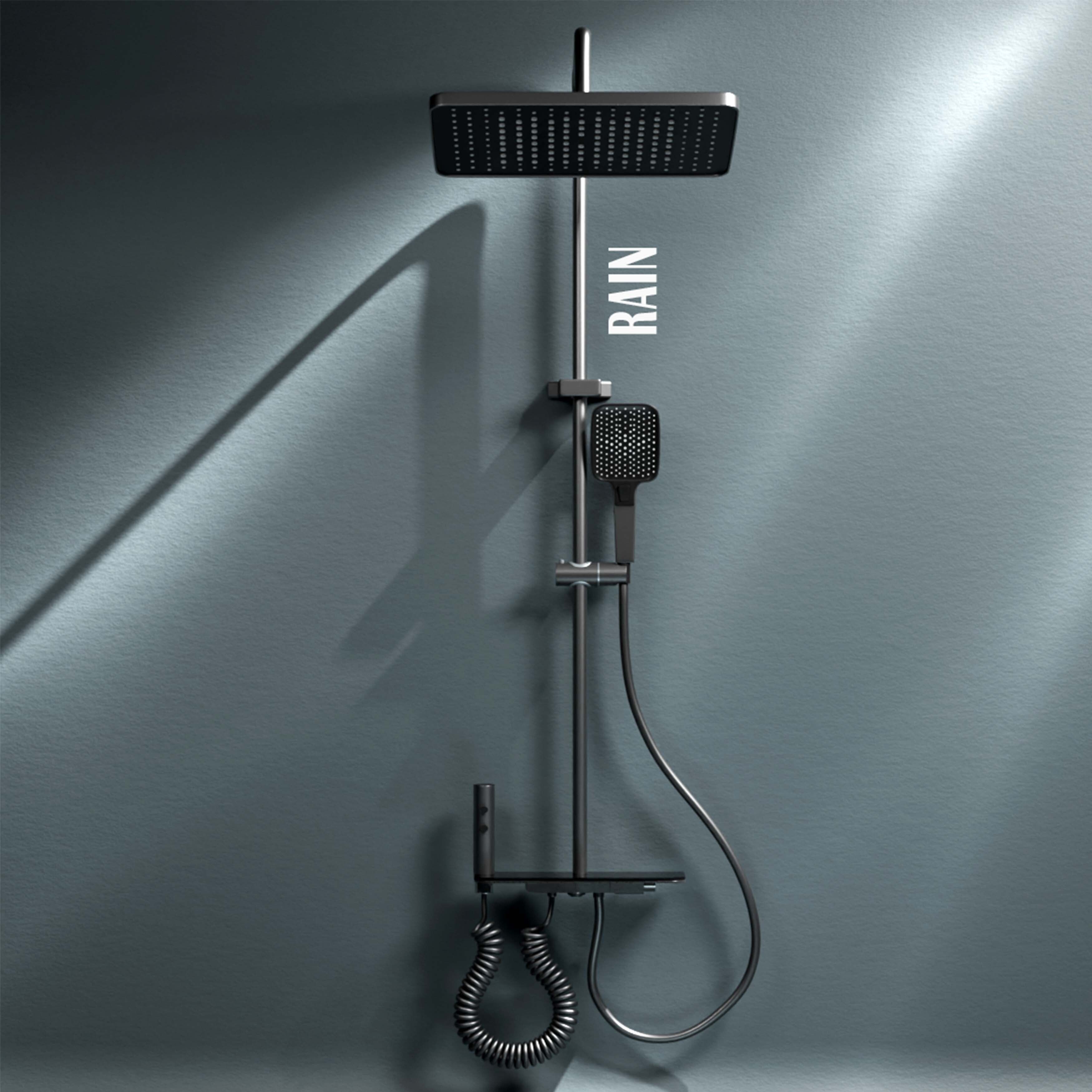 Ruhe Rain 4-in-1 Piano Overhead Shower Panel Includes Hand Shower & Health Faucet Shower Panel-image-42