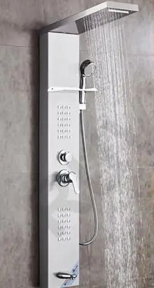 Allwinsink Shower Panel With 5 Water Functions Stainless Steel Grade 304 With 5 Water Functions (Stainless Steel Grade 304) Top Rainfall Water Outlet, Waterfall Outlet, (black Glossy)-picture-14