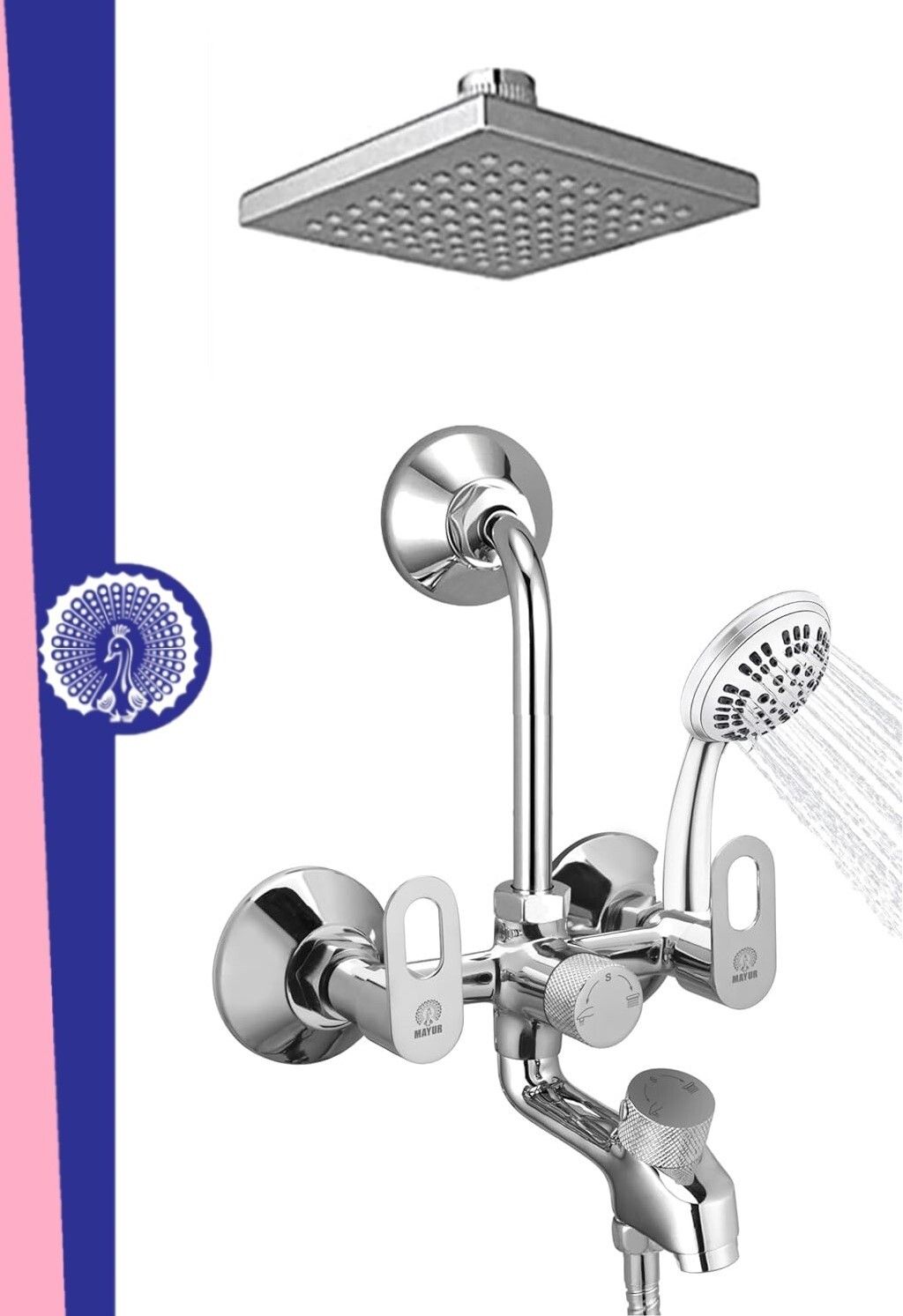 MAYUR ÖCICH WALL MIXER {3-IN-1}HEAVY DUTY W.6"RAIN & 5-FLOW HANDSHOWER(CLICKSOUND CARTRIDGE) Mixer 5 FLOW HAND SHOWER-picture-12