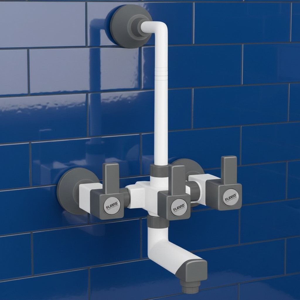 Flavio Wall Mixer Hot & Cold Mixing, 3 IN 1 Wall Mixer, Disc 21mm, 3 Years Warranty Grey & White 3-image-49