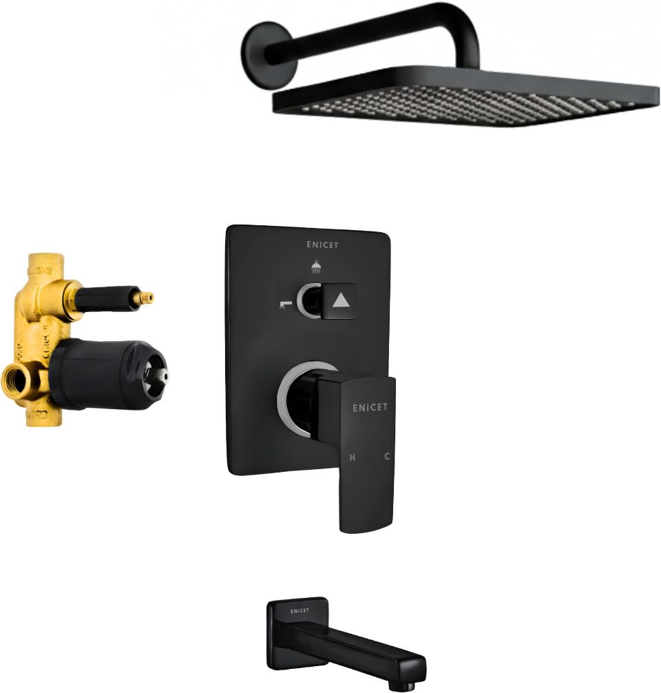 ENICET High Flow, Single Lever Diverter Set For Bathroom, Hot and Cold Mixer Tap Set Diverter Set, Diverter for bathroom, Bathroom Shower set, Matte Black Diverter Rain flow-image-48