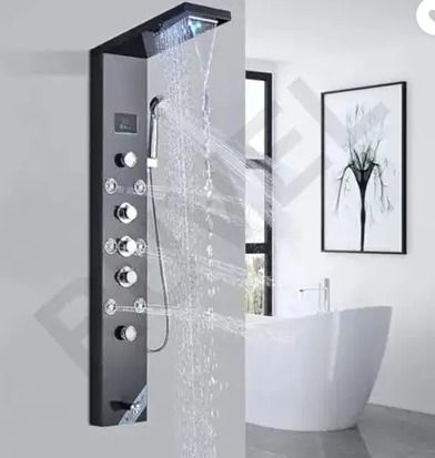 Allwinsink AERIO 6 in 1 Tower Thermostatic System with Hydropowered LED Light + Digital Display & 6 Water Functions With Top Rainfall Water Outlet, Waterfall Outlet-picture-27