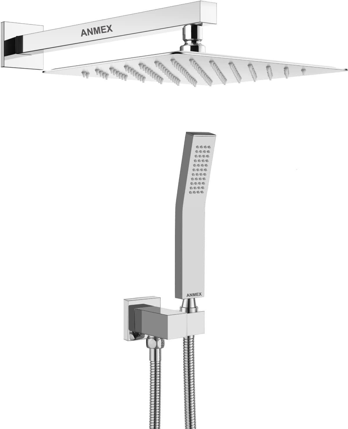ANMEX 12x12 Ultra Slim Rain Shower Head with 24inch Arm Plus Arc Hand Rain Shower with 1.5mtr SS Tube and Wall Hook-image-7